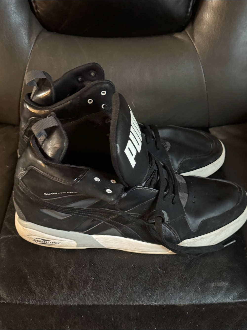 Puma Men’s Black High-Top Sneakers with White Sole